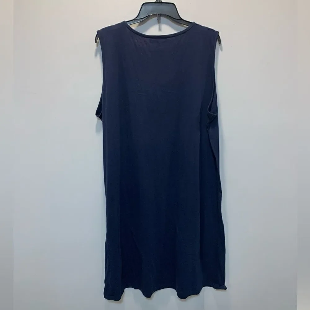 NWT Jones New York sport knit navy sleeveless tie laced V-neck dress sz 3x - Picture 5 of 13